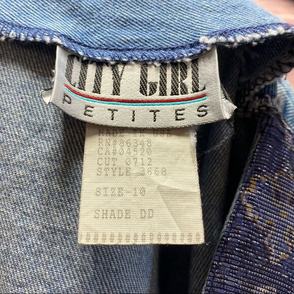 Vintage 90s Denim Brocade Vest Size 10 - Picture 5 of 6